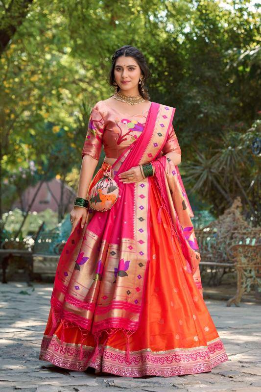 LNB 2005 Jacquard Silk ONG Lehenga choli manufacturers in Pune